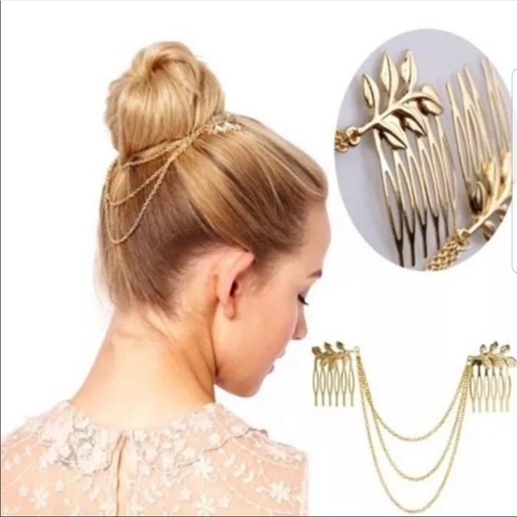 Leaves 🍁 Chains Hair Combs Gold - Picture 6 of 6